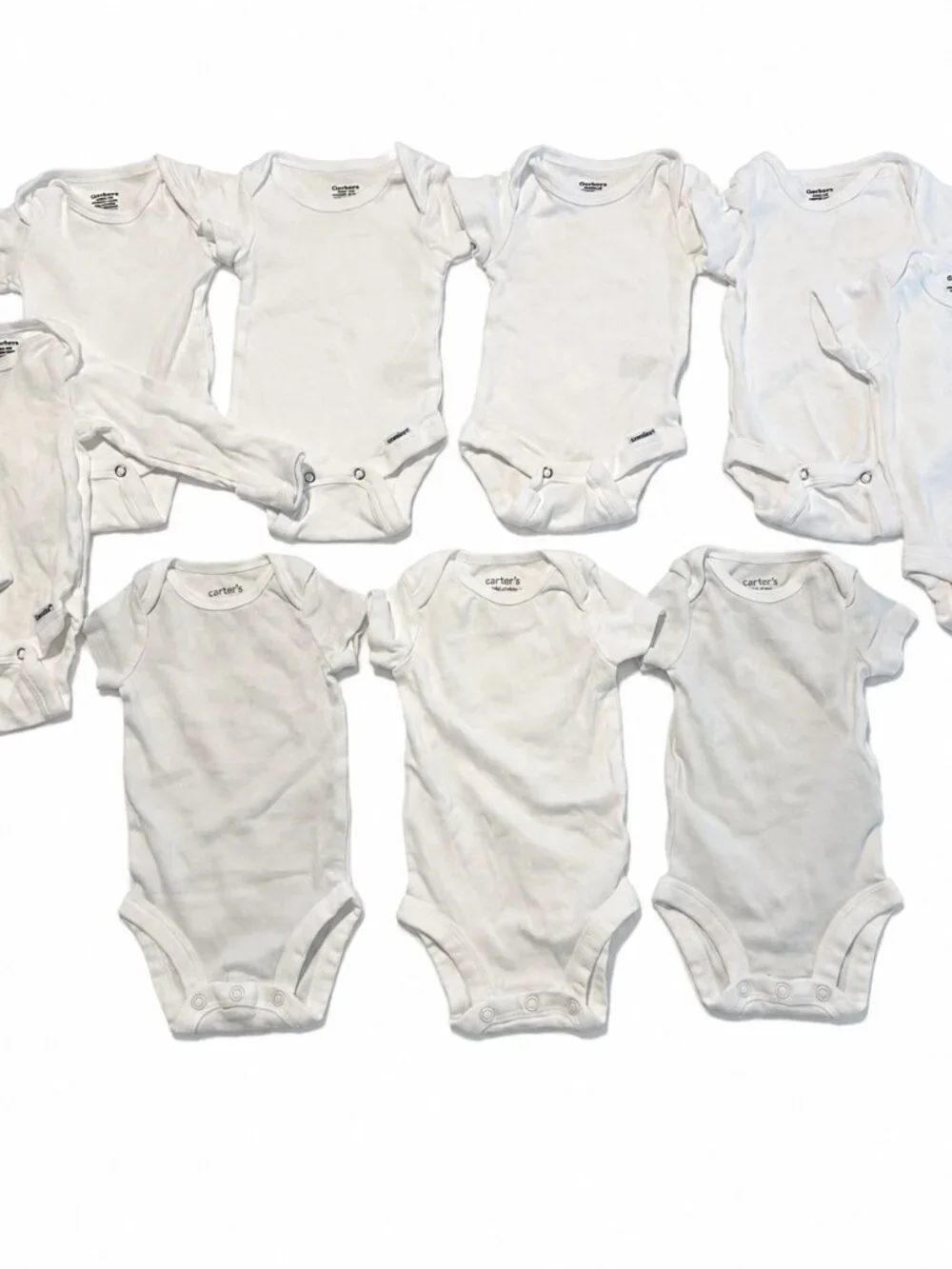 Carter's Gerber Newborn Onesie Lot 9 Short Long Sleeve‎ White NB